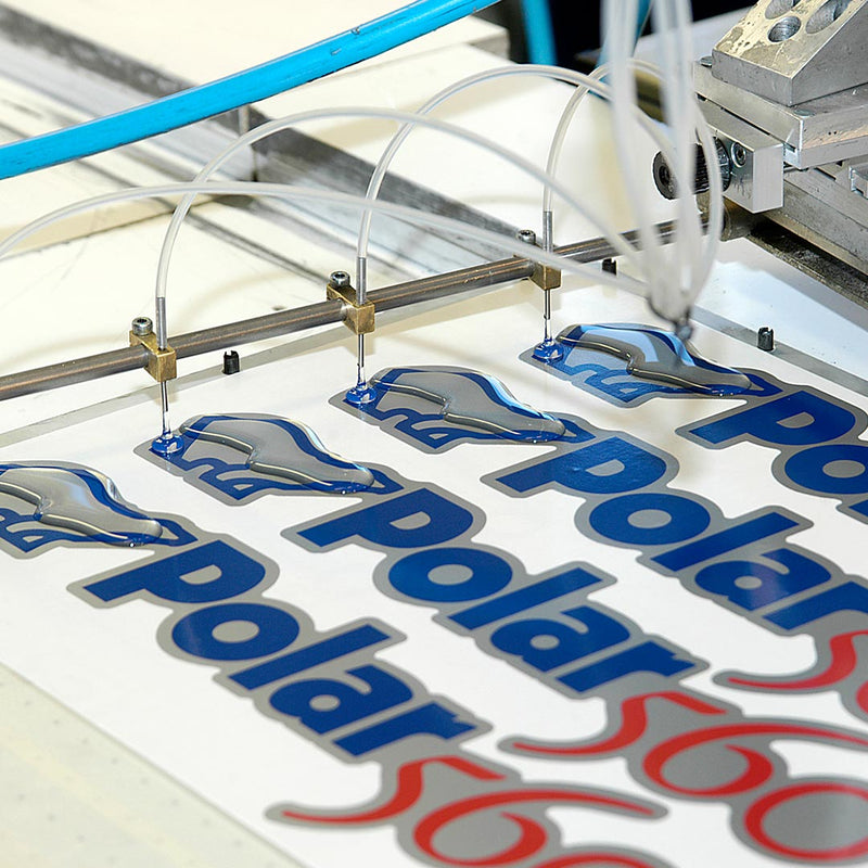 Domedekaler under tillverkning — 3D-klistermärken med polyuretankupol